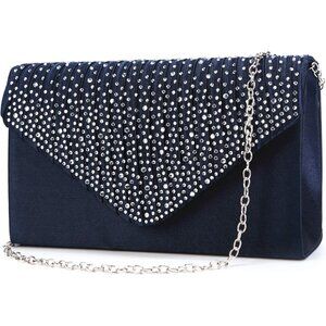 Women's Dark Blue Envelope Clutch & Crossbody Bag for Wedding Party Ladies!!